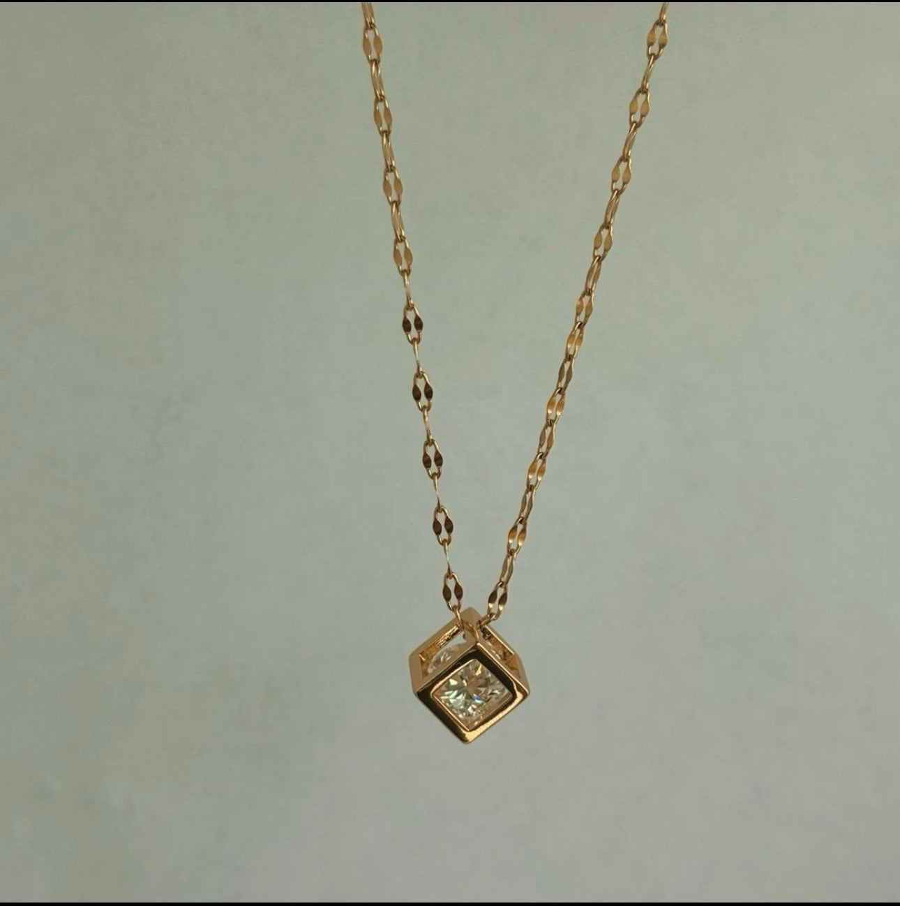 Crystal Cube Charm Necklace